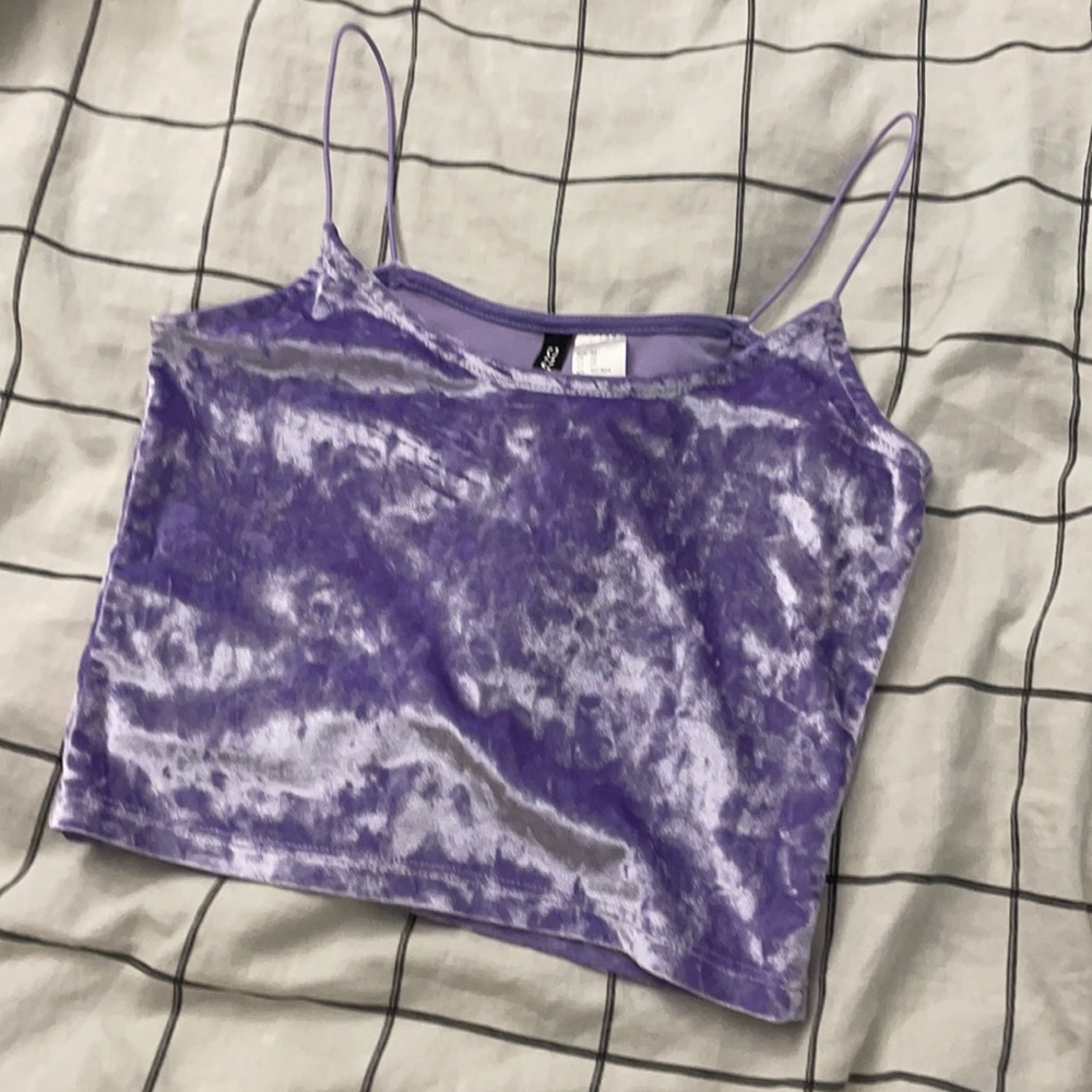 SOLD - Lilac crushed velvet crop top